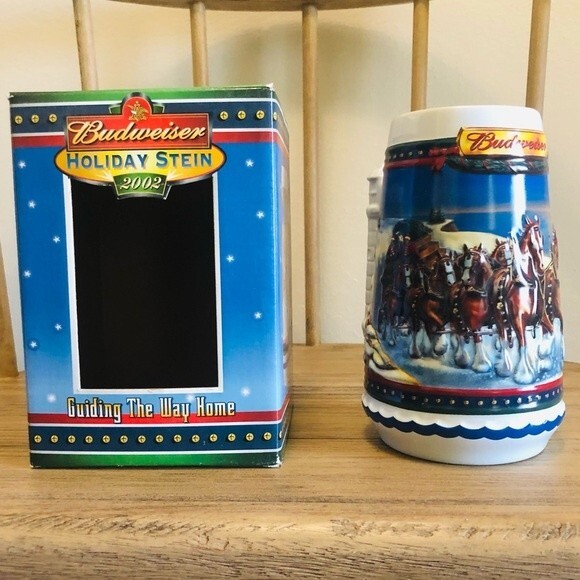Vintage Budweiser 2002 Holiday Beer Stein “Guiding The Way Home” - Picture 1 of 10